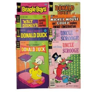 8 Comic Lot Uncle Scrooge Donald Duck Beagle Boys Mickey Disney 1970s Gold Key